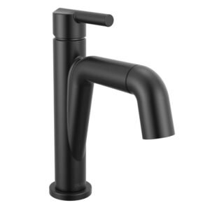 Nicoli Pull-Down Spout Single Handle Single Hole Bathroom Faucet Drain Kit Included in Matte Black