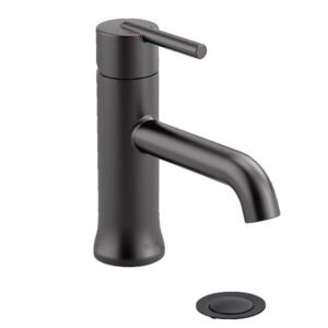 Trinsic Single Hole Single-Handle Bathroom Faucet with Metal Drain Assembly in Matte Black