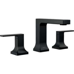Velum 8 in. Widespread Double Handle Bathroom Faucet with Drain Kit Included in Matte Black