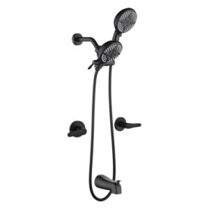 Double Handle 5-Spray Tub and Shower Faucet 2.5 GPM, Dual Head Tub Faucet with Hand Shower in Matte Black Valve Included