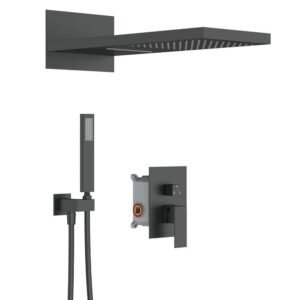 3-Spray Patterns with 22 in. Waterfall Shower Head Wall Mount Dual Shower Heads Hand Shower in Matte Black