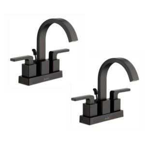 Farrington 4 in. Centerset Double-Handle High-Arc Bathroom Faucet in Matte Black