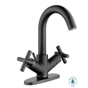 Dorset Cross Double-Handle Single Hole Bathroom Faucet in Matte Black