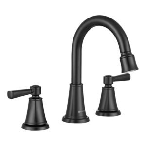 Melina 8 in. Widespread Double-Handle Pull-Down Bathroom Faucet in Matte Black