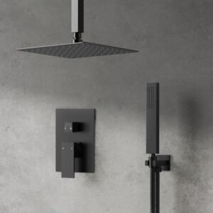 Classic Rain 10 in. Single Handle 2-Spray Shower Faucet 2.5 GPM with Pressure Balance in. Matte Black Valve Included