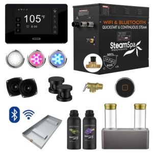 Black Series 10.5kW Steam Bath Generator with Continuous Steam Plus Quick Start Tech and Auto Drain in Matte Black
