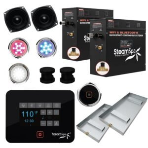 Black Series 15kW Steam Bath Generator with Continuous Steam Plus Quick Start Tech and Auto Drain in Matte Black