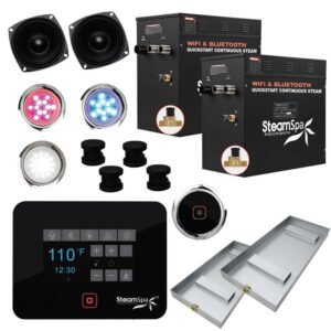 Black Series 24kW Steam Bath Generator with Continuous Steam Plus Quick Start Tech and Auto Drain in Matte Black
