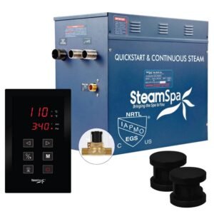 Oasis Series 10.5kW Steam Bath Generator with Continuous Steam Plus Quick Start Tech and Auto Drain in Matte Black