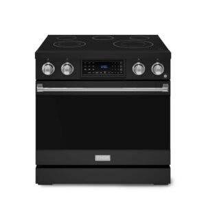 Gordon Ramsay Series 36 in. 5-Burner Elements Freestanding Electric Range in Matte Black/SS with Conv. and Air Fryer