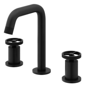 Cass Two Handle Three-Hole Widespread Bathroom Faucet in Matte Black