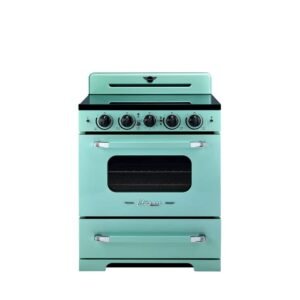 Classic Retro 30 in. 5 Burner Element Freestanding Induction Range Convection Oven and Air Fry in Ocean Mist Turquoise