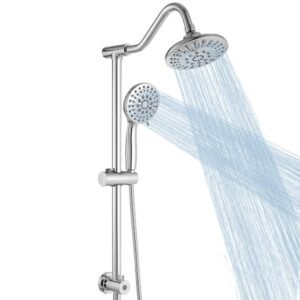 5-spray Wall Mount 6 in. Shower Head and Handheld Shower Head 1.8 GPM with Stainless Steel Hose in Polished Chrome