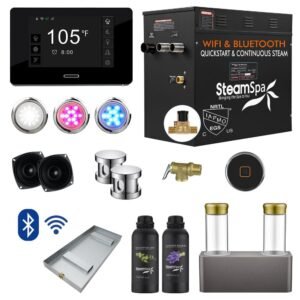 Black Series 10.5kW Steam Bath Generator with Wireless Bluetooth/Wifi Operation and Auto Drain in Polished Chrome