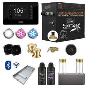 Black Series 10.5kW Steam Bath Generator with Wireless Control Bluetooth/Wifi Operation and Auto Drain in Gold