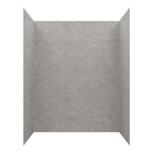 Jetcoat 60 in. W x 78 in. H x 36 in. D 5-Piece Glue Up Composite Alcove Shower Surround in Polished Grey Marble