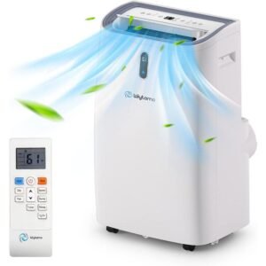 14,000 BTU Portable Air Conditioner Cools 750 Sq. Ft. with Heater, Dehumidifier and Remote in White