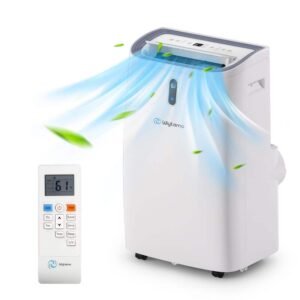 14,000 BTU Portable Air Conditioner Cools 700 sq. ft. with Heat, Dehumidifier and Fan Remote Control in White