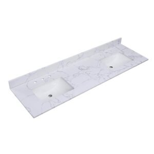 73 in. W x 22 in. D Engineered Stone Composite Vanity Top in White with White Rectangular Double Sink