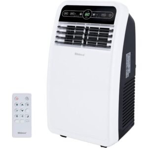 4,600 BTU (DOE) Portable Air Conditioner вЂ“ Cools 200 sq. ft., Dehumidifier, Remote, 2-Speeds, Timer, White