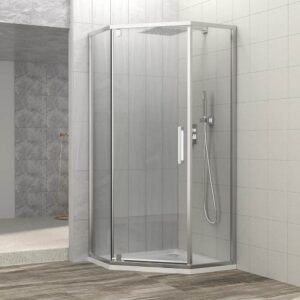 34 in. W x 72 in. H Neo-Angle Pivot Semi Frameless Corner Shower Enclosure in Chrome Finish