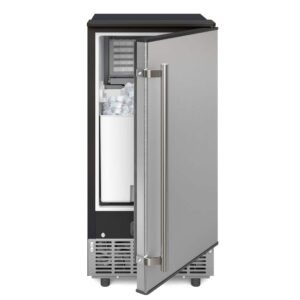 15 in. 80 lb. Built-In Ice Maker Freestanding 24H Timer Under-counter Ice Maker Machine with Drain Pump in Silver