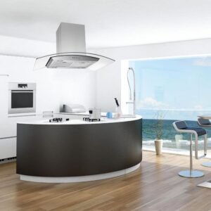 36 in 900CFM Ducted Insert Range Hood in Sliver Stainless Steel Island Mount Range Hood Tempered Glass LED Lights