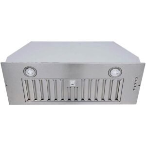 20 in. W 600CFM Ducted Insert Range Hood in Sliver Stainless Steel Island Mount Range Hood Tempered Glass LED Lights