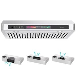 30 in. Under Cabinet Convertible Stainless Steel Range Hood 900CFM in Silver with Lights Baffle Filters and Exhaust Fan