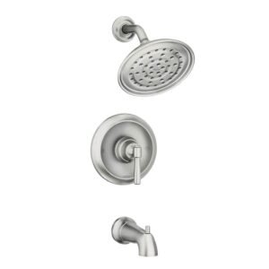 Halle Single Handle 1-Spray Tub and Shower Faucet 1.75 GPM in. Spot Resist Brushed Nickel (Valve Included)