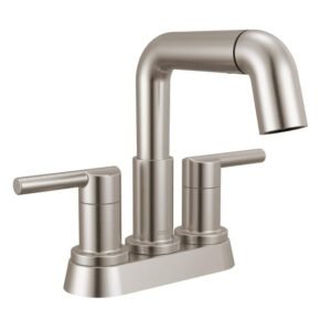 Nicoli 4 in. Centerset Double Handle Pull-Down Spout Bathroom Faucet in Stainless