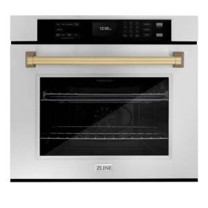 Autograph Edition 30 in. Electric Single Wall Oven with Air Fry in Stainless Steel with Champagne Bronze Handle