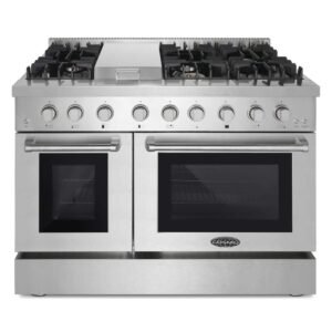 48 in. Lumin Collection 6.7 cu. ft. Double Oven Dual Fuel Range with 6 Sealed Burners, Rapid Convection, Stainless Steel
