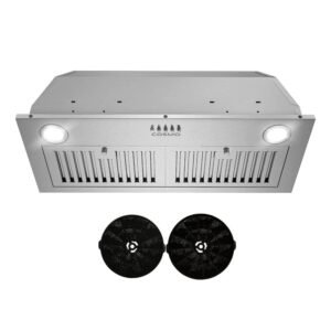 30 in. Lumin Collection 380 CFM Ductless Insert Range Hood, Push Button Controls, LED Lights, Stainless Steel