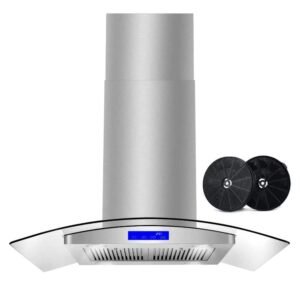 36 in. Lumin Collection 380 CFM Ductless Island Range Hood, Soft Touch Controls, LED Lights, Stainless Steel