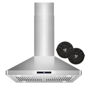 30 in. Lumin Collection 380 CFM Ductless Island Range Hood, Soft Touch Controls, LED Lights, Stainless Steel