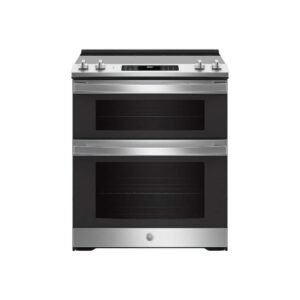 30 in. 5 Burner Element Slide-In Double Oven Electric Range in Stainless Steel with True Convection