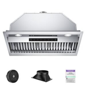 30 in. 900 CFM Convertible Insert Range Hood in Stainless Steel with LED, Charcoal Filter and GestureВ Control