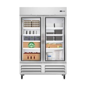 54 in. 42 cu. ft. Auto / Cycle Defrost Two-Glass Doors Convertible Upright Freezer/Refrigerator in Stainless-Steel