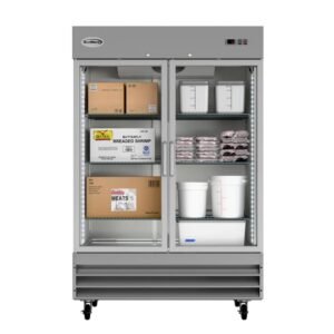 47 cu. Ft. Auto Defrost Commercial Reach-in Upright 2 Door Freezer in Stainless Steel