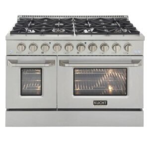 48 in. 6.7 cu. ft. LP ready Double Oven Dual Fuel Range with Gas Stove and Electric Oven in Stainless Steel