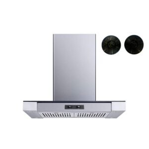30 in. Convertible Island Mount Range Hood in Stainless Steel and Glass with Baffle Filters and Carbon Filters
