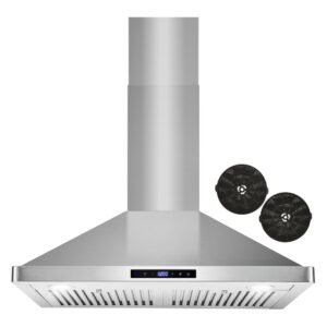 30 in. Vista Collection 380 CFM Ductless Wall Mount Range Hood, Touch Controls, LED Lights, Stainless Steel