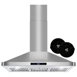 36 in. Vista Collection 380 CFM Ductless Wall Mount Range Hood, Touch Controls, LED Lights, Stainless Steel