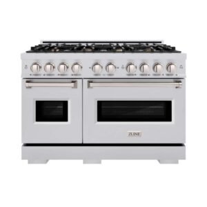 Classic 48 in. 8-Burner Dual Fuel Range with Double Oven and Brass Burners in Stainless Steel