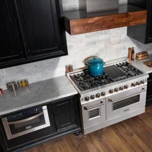 48 in. 7 Burner Double Oven Dual Fuel Range with Fingerprint Resistant Stainless Steel Door in Stainless Steel