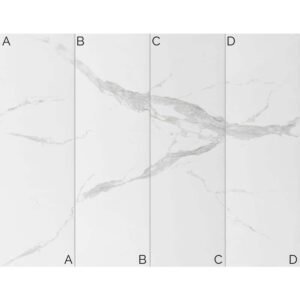 Keena Statuario 32 in. W x 95 in. H 4 Piece Glue Up Porcelain Shower Panel Polished White Tile
