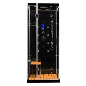 Jupiter 35 in. x 35 in. x 86 in. Steam Shower Enclosure Kit in Black
