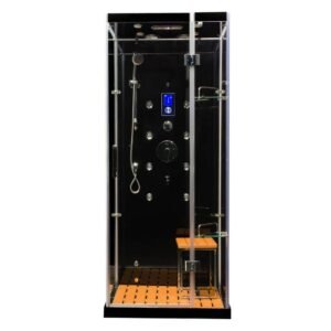 Jupiter 35 in. x 35 in. x 86 in. Steam Shower Enclosure Kit in Black