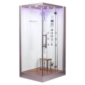 Platinum 47 in. x 36 in. x 90 in. Steam Shower in White with Hinged Door, Right Side Controls and 6 kW Steam Generator